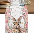 thumbnail image 1 of Table Runner - 72 Inch Long, Easter Kitchen Dining Table Runner Dresser Scarves, Spring Cute Rabbit Eggs Botanical Flowers Rose Farmhouse Decor for Coffee Tables Wedding Party Banquet, 1 of 8