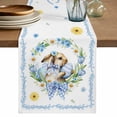 thumbnail image 1 of Table Runner - 72 Inch Long, Easter Rabbits Eggs Kitchen Dining Table Runner Dresser Scarves, Watercolor Floral Daisy Bunny Bow Spring Farmhouse Decor for Coffee Tables Wedding Party Banquet, 1 of 8