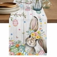 thumbnail image 1 of Table Runner - 72 Inch Long, Gray Easter Bunny Kitchen Dining Table Runner Dresser Scarves, Spring Easter Eggs Floral Wooden Farmhouse Decor for Coffee Tables Wedding Party Banquet, 1 of 8