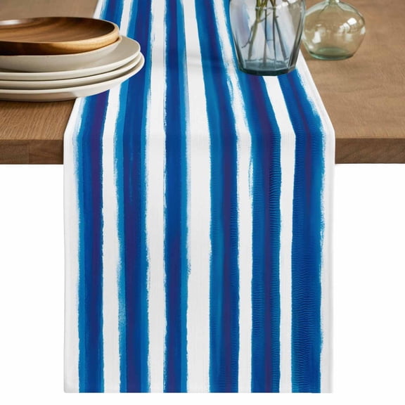 Table Runner 72 Inch Long - Ocean Blue Stripe Decorative Table Scarf, Summer Beach Coastal Theme Dining Table Runners for Wedding Party Kitchen Dining Tables