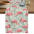 thumbnail image 1 of Table Runner - 72 Inch Long, Red Flamingo Kitchen Dining Table Runner Dresser Scarves, Summer Tropical Plants Leaves Botanical Green Farmhouse Decor for Coffee Tables Wedding Party Banquet, 1 of 8