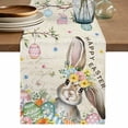 thumbnail image 1 of Table Runner - 72 Inch Long, Retro Easter Bunny Kitchen Dining Table Runner Dresser Scarves, Spring Easter Eggs Floral Botanical Farmhouse Decor for Coffee Tables Wedding Party Banquet, 1 of 8