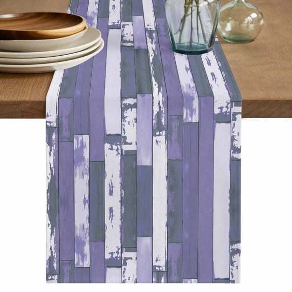 Table Runner 72 Inch Long - Rustic Purple Ombre Wood Board Decorative Table Scarf, Vintage Shabby Style Dining Table Runners for Wedding Party Kitchen Dining Tables