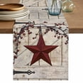 thumbnail image 1 of Table Runner - 72 Inch Long, Texas Star Vintage Kitchen Dining Table Runner Dresser Scarves, Red Retro Berry Beige Wooden Farmhouse Decor for Coffee Tables Wedding Party Banquet, 1 of 8