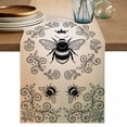 thumbnail image 1 of Table Runner - 72 Inch Long, Vintage Bees Crowns Kitchen Dining Table Runner Dresser Scarves, Rustic Leaves Rings Brown Gradient Farmhouse Decor for Coffee Tables Wedding Party Banquet, 1 of 8