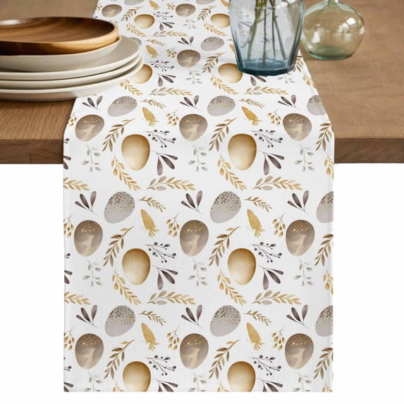 Table Runner - 72 Inch Long, Vintage Easter Eggs Kitchen Dining Table Runner Dresser Scarves, Spring Botanical Leaves Farmhouse Decor for Coffee Tables Wedding Party Banquet