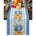 thumbnail image 1 of Table Runner 72 Inches Long, Fall Pumpkins Eucalyptus Autumn Thanksgiving Blue Cotton Linen Table Runners Non-Slip Durable Dresser Scarves for Table Party Dinner Holiday Home Decor, 1 Pack, 1 of 5