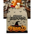 thumbnail image 1 of Table Runner 72 Inches Long, Happy Halloween Horror Pumpkins Bats Cotton Linen Table Runners Non-Slip Durable Dresser Scarves for Table Party Dinner Holiday Home Decor, 1 Pack, 1 of 5