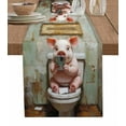 thumbnail image 1 of Table Runner 72 Inches Long for Kitchen Dining, Bathroom Pig Dresser Scarf Farmhouse, Dining Table Decorations for Wedding/Parties, Toilet Animals Vintage 13 x 72 In, 1 of 9