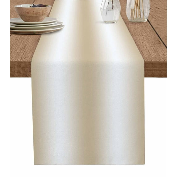 Table Runner 72 Inches Long for Kitchen Dining, Beige White Ombre Dresser Scarf Farmhouse, Dining Table Decorations for Wedding/Parties, Abstract Art Modern Cream Gradient 14 x 72 In