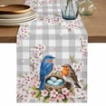 thumbnail image 1 of Table Runner 72 Inches Long for Kitchen Dining, Birds Floral Dresser Scarf Farmhouse, Dining Table Decorations for Wedding/Parties, Farmhouse Country Pink Flower Leaf Grey Plaid 13 x 72 In, 1 of 8