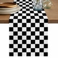 thumbnail image 1 of Table Runner 72 Inches Long for Kitchen Dining, Black White Plaid Dresser Scarf Farmhouse, Dining Table Decorations for Wedding/Parties, Farmhouse Modern Minimalist Geometric 14 x 72 In, 1 of 8