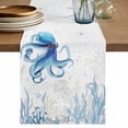 thumbnail image 1 of Table Runner 72 Inches Long for Kitchen Dining, Blue Octopus Coastal Dresser Scarf Farmhouse, Dining Table Decorations for Wedding/Parties, Summer Beach Nautical Ocean Coral Starfish 14 x 72 In, 1 of 8