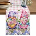 thumbnail image 1 of Table Runner 72 Inches Long for Kitchen Dining, Blue Purple Gnomes Dresser Scarf Farmhouse, Dining Table Decorations for Wedding/Parties, Spring Hydrangea Flower Leaf Pink Plaid 18 x 72 In, 1 of 8