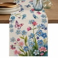 thumbnail image 1 of Table Runner 72 Inches Long for Kitchen Dining, Blue Spring Floral Dresser Scarf Farmhouse, Dining Table Decorations for Wedding/Parties, Pink Flowers Butterfly Rustic 16 x 72 In, 1 of 8