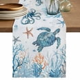 thumbnail image 1 of Table Runner 72 Inches Long for Kitchen Dining, Blue Turtle Coastal Dresser Scarf Farmhouse, Dining Table Decorations for Wedding/Parties, Octopus Summer Beach Coral Seahorse 18 x 72 In, 1 of 8