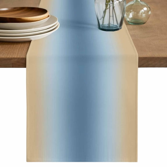 Table Runner 72 Inches Long for Kitchen Dining, Blue Yellow Ombre Dresser Scarf Farmhouse, Dining Table Decorations for Wedding/Parties, Farmhouse Modern Gradient Art 13 x 72 In