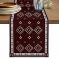 thumbnail image 1 of Table Runner 72 Inches Long for Kitchen Dining, Brown Boho Dresser Scarf Farmhouse, Dining Table Decorations for Wedding/Parties, Retro Farmhouse Abstract Geometric Ethnic Art 13 x 72 In, 1 of 8