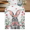 thumbnail image 1 of Table Runner 72 Inches Long for Kitchen Dining, Bunny Easter Dresser Scarf Farmhouse, Dining Table Decorations for Wedding/Parties, Pink Spring Floral Eucalyptus Leaves Rabbits 16 x 72 In, 1 of 8