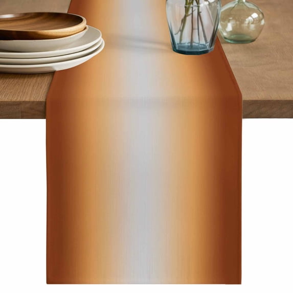 Table Runner 72 Inches Long for Kitchen Dining, Dark Burnt Orange Ombre Dresser Scarf Farmhouse, Dining Table Decorations for Wedding/Parties, Modern Grey Gradient Farmhouse Art 13 x 72 In