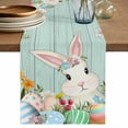 thumbnail image 1 of Table Runner 72 Inches Long for Kitchen Dining, Easter Bunny Dresser Scarf Farmhouse, Dining Table Decorations for Wedding/Parties, Spring Watercolor Eggs Flower Wood Grain Teal 13 x 72 In, 1 of 8
