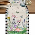 thumbnail image 1 of Table Runner 72 Inches Long for Kitchen Dining, Easter Dresser Scarf Farmhouse, Dining Table Decorations for Wedding/Parties, Country Rabbits Eggs Floral Leaves Butterfly Plaid 13 x 72 In, 1 of 8