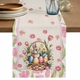 thumbnail image 1 of Table Runner 72 Inches Long for Kitchen Dining, Easter Dresser Scarf Farmhouse, Dining Table Decorations for Wedding/Parties, Retro Spring Bunny Colorful Eggs Flowers Leaves 16 x 72 In, 1 of 8