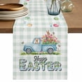 thumbnail image 1 of Table Runner 72 Inches Long for Kitchen Dining, Easter Eggs Dresser Scarf Farmhouse, Dining Table Decorations for Wedding/Parties, Tulip Green Plaid Spring Bunny Butterfly Flower 13 x 72 In, 1 of 8