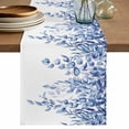 thumbnail image 1 of Table Runner 72 Inches Long for Kitchen Dining, Eucalyptus Leaves Dresser Scarf Farmhouse, Dining Table Decorations for Wedding/Parties, Navy Blue Summer Botanical Weeping 13 x 72 In, 1 of 8