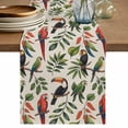 thumbnail image 1 of Table Runner 72 Inches Long for Kitchen Dining, Farmhouse Parrots Dresser Scarf Farmhouse, Dining Table Decorations for Wedding/Parties, Spring Summer Botanical Leaves Burlap 18 x 72 In, 1 of 8