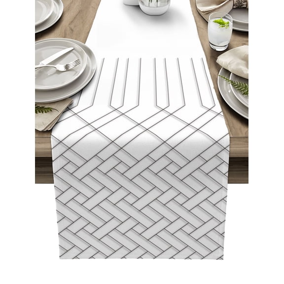 Table Runner 72 Inches Long for Kitchen Dining, Geometric Stripes, Dresser Scarf Farmhouse, Dining Table Decorations for Wedding/Parties, Abstract Minimalistic Bohemia Aesthetic Art 14 x 72 In
