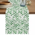thumbnail image 1 of Table Runner 72 Inches Long for Kitchen Dining, Green Line Dresser Scarf Farmhouse, Dining Table Decorations for Wedding/Parties, Vintage Abstract Geometric Stripes Watercolor 16 x 72 In, 1 of 8