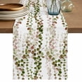 thumbnail image 1 of Table Runner 72 Inches Long for Kitchen Dining, Green Pink Weeping Eucalyptus Dresser Scarf Farmhouse, Dining Table Decorations for Wedding/Parties, Spring Summer Farmhouse Leaves 16 x 72 In, 1 of 8