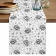 thumbnail image 1 of Table Runner 72 Inches Long for Kitchen Dining, Grey Black Flower Dresser Scarf Farmhouse, Dining Table Decorations for Wedding/Parties, Spring Watercolor Floral Plant Textured 16 x 72 In, 1 of 8