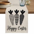 thumbnail image 1 of Table Runner 72 Inches Long for Kitchen Dining, Happy Easter Dresser Scarf Farmhouse, Dining Table Decorations for Wedding/Parties, Black Plaid Carrots Spring Country Beige 18 x 72 In, 1 of 8