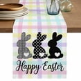 thumbnail image 1 of Table Runner 72 Inches Long for Kitchen Dining, Happy Easter Dresser Scarf Farmhouse, Dining Table Decorations for Wedding/Parties, Black White Polka Dots Rabbits Colorful Plaid 18 x 72 In, 1 of 8