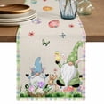 thumbnail image 1 of Table Runner 72 Inches Long for Kitchen Dining, Happy Easter Dresser Scarf Farmhouse, Dining Table Decorations for Wedding/Parties, Green Blue Gnomes Bunny Flowers Striped 14 x 72 In, 1 of 8