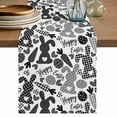thumbnail image 1 of Table Runner 72 Inches Long for Kitchen Dining, Happy Easter Dresser Scarf Farmhouse, Dining Table Decorations for Wedding/Parties, Rabbits Eggs Carrots Black Gray Plaid 13 x 72 In, 1 of 8