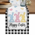 thumbnail image 1 of Table Runner 72 Inches Long for Kitchen Dining, Happy Easter Dresser Scarf Farmhouse, Dining Table Decorations for Wedding/Parties, Spring Watercolor Rabbits Black White Plaid 18 x 72 In, 1 of 8