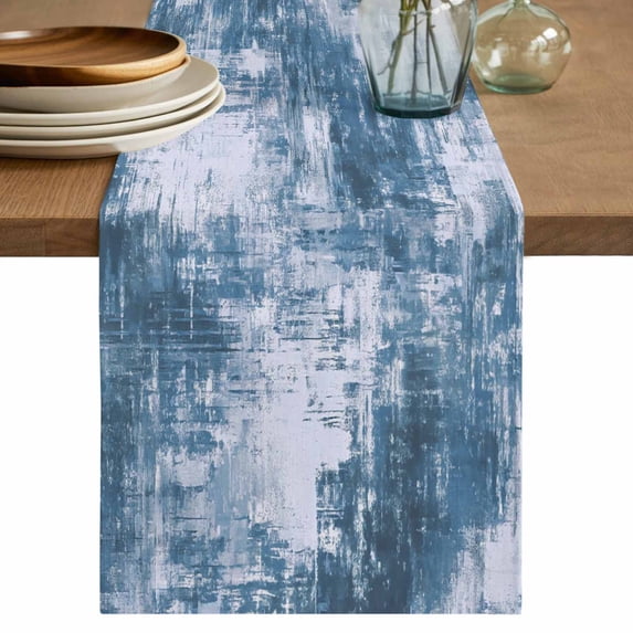 Table Runner 72 Inches Long for Kitchen Dining, Modern Blue Dresser Scarf Farmhouse, Dining Table Decorations for Wedding/Parties, Vintage Abstract Art Contemporary 18 x 72 In
