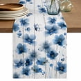 thumbnail image 1 of Table Runner 72 Inches Long for Kitchen Dining, Navy Blue Floral Dresser Scarf Farmhouse, Dining Table Decorations for Wedding/Parties, Spring Flowers Butterflies Wooden 18 x 72 In, 1 of 8
