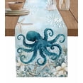 thumbnail image 1 of Table Runner 72 Inches Long for Kitchen Dining, Octopus Blue Dresser Scarf Farmhouse, Dining Table Decorations for Wedding/Parties, Coastal Starfish Nautical Anchor Flower 14 x 72 In, 1 of 9