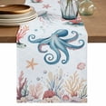 thumbnail image 1 of Table Runner 72 Inches Long for Kitchen Dining, Octopus Coastal Dresser Scarf Farmhouse, Dining Table Decorations for Wedding/Parties, Summer Beach Ocean Shell Jellyfish Starfish 14 x 72 In, 1 of 8