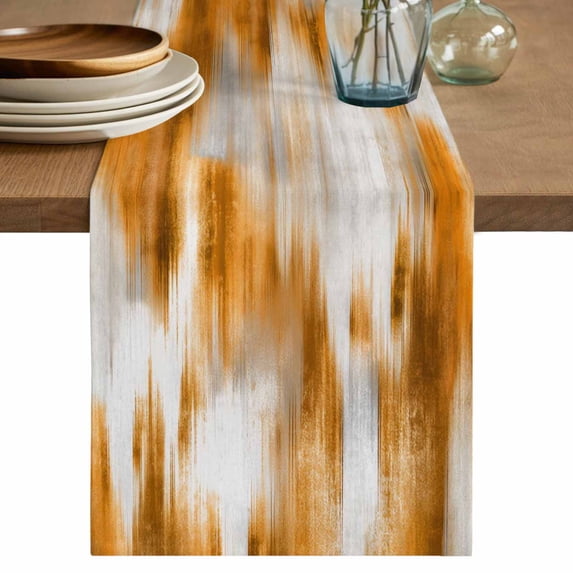 Table Runner 72 Inches Long for Kitchen Dining, Orange Grey Dresser Scarf Farmhouse, Dining Table Decorations for Wedding/Parties, Vintage Minimalist Abstract Gradient Art 16 x 72 In