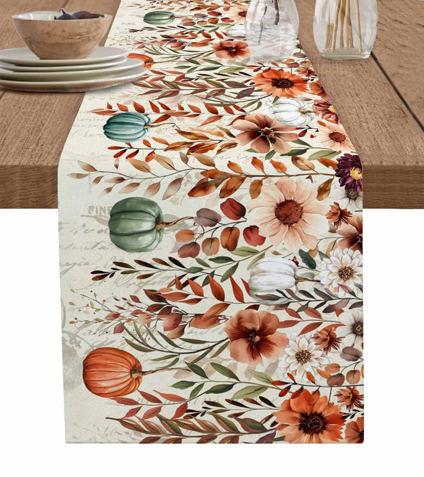 Table Runner 72 Inches Long for Kitchen Dining, Orange Teal Fall ...