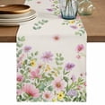 thumbnail image 1 of Table Runner 72 Inches Long for Kitchen Dining, Pink Purple Flower Dresser Scarf Farmhouse, Dining Table Decorations for Wedding/Parties, Spring Farmhouse Country Floral Leaf 13 x 72 In, 1 of 8