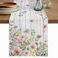 thumbnail image 1 of Table Runner 72 Inches Long for Kitchen Dining, Pink Purple Flower Dresser Scarf Farmhouse, Dining Table Decorations for Wedding/Parties, Spring Farmhouse Floral Leaf Wood Grain 16 x 72 In, 1 of 8