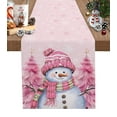 thumbnail image 1 of Table Runner 72 Inches Long for Kitchen Dining, Pink Snowman Christmas Dresser Scarf Farmhouse, Dining Table Decorations for Wedding/Parties, Xmas Tree Winter Snowflake Pink 13 x 72 In, 1 of 9