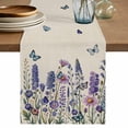 thumbnail image 1 of Table Runner 72 Inches Long for Kitchen Dining, Purple Floral Dresser Scarf Farmhouse, Dining Table Decorations for Wedding/Parties, Spring Lavender Daisy Butterflies Botanical Beige 18 x 72 In, 1 of 8