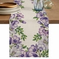 thumbnail image 1 of Table Runner 72 Inches Long for Kitchen Dining, Purple Flowers Dresser Scarf Farmhouse, Dining Table Decorations for Wedding/Parties, Spring Leaves Floral Plants Beige 14 x 72 In, 1 of 8
